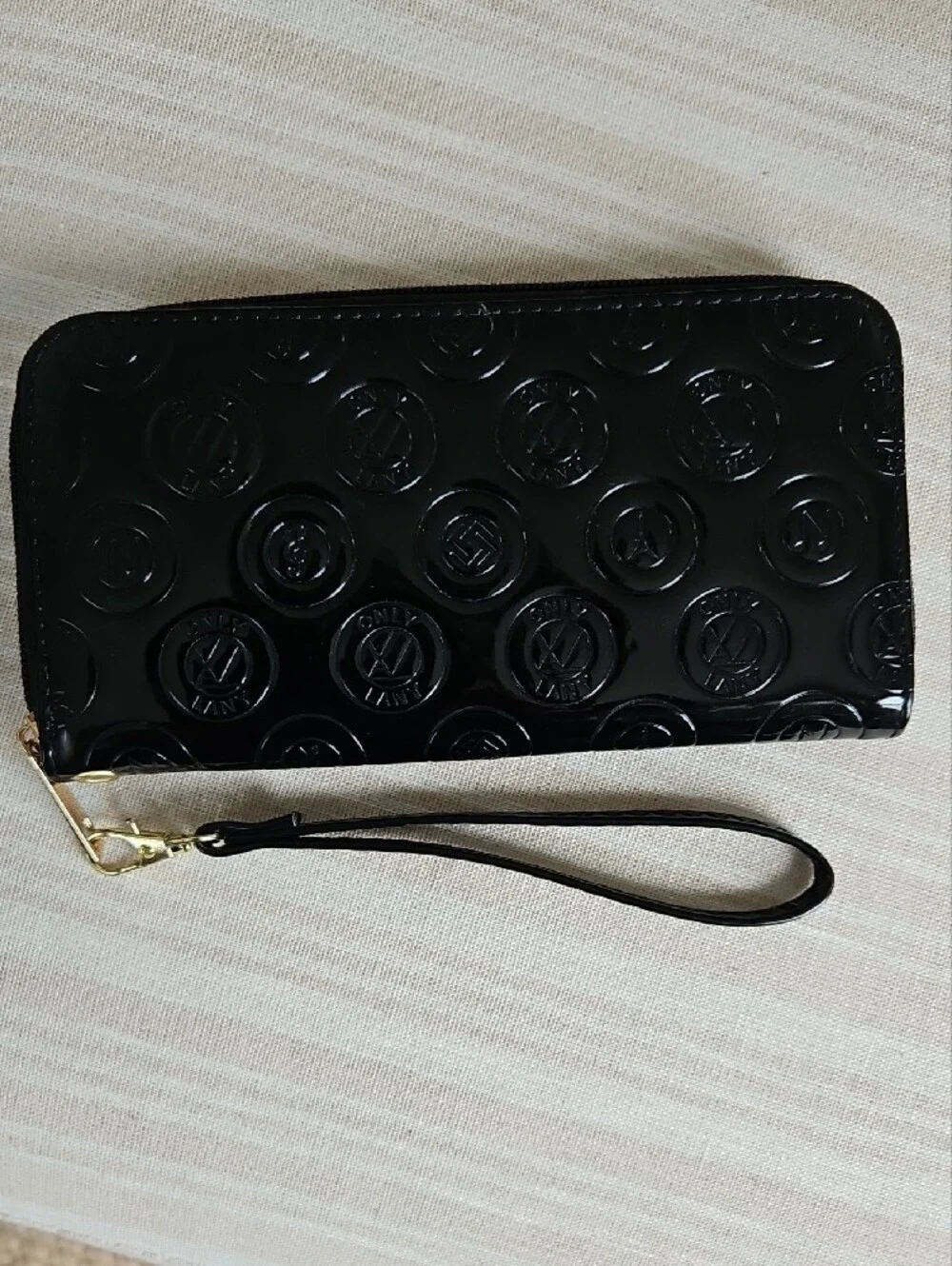 LANY Black Patent Large Satchel Handbag and Matching Wallet/ Wristlet